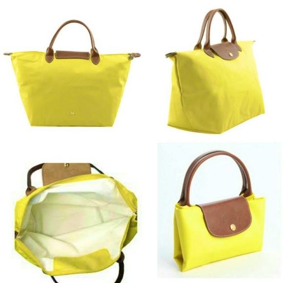 New Authentic Longchamp Yellow Nylon Le Pilage Medium Foldable short handle⭐️⭐️ - Picture 16 of 16